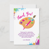 アートパーティーク絵画ラフトのガーリー誕生日パーティー サンキューカード (正面)