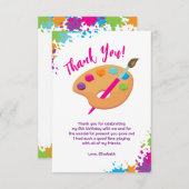 アートパーティーク絵画ラフトのガーリー誕生日パーティー サンキューカード (正面/裏面)