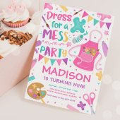 アートパーティーク絵画ラフトのガーリー誕生日パーティー 招待状