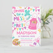 アートパーティーク絵画ラフトのガーリー誕生日パーティー 招待状 (スタンド正面)