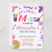 アートパーティーバースデーパーティー – クラフト誕生日 招待状 (正面)