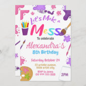 アートパーティーバースデーパーティー – クラフト誕生日 招待状 (正面/裏面)