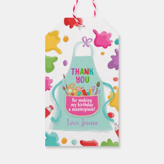 アートパーティーフェイバーラベルクラフト誕生日絵画ズ・ガール ギフトタグ (裏面)