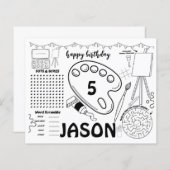 アートパーティーランチョンマット、アートアクティビティのカラーリングページ (正面/裏面)