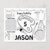 アートパーティーランチョンマット、アートアクティビティのカラーリングページ (正面)