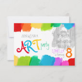 アートパーティー絵を描の誕生会招待状 招待状 (正面)