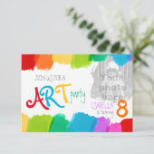 アートパーティー絵を描の誕生会招待状 招待状 (スタンド正面)