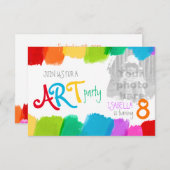 アートパーティー絵を描の誕生会招待状 招待状 (正面/裏面)