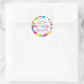 アートパーティー絵を描カラフルハッピーバースデー ラウンドシール (バッグ)