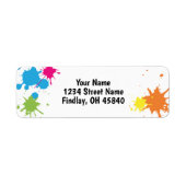 アートパーティー絵を描カラフル誕生日アドレス ラベル (正面)