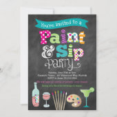 アートパーティー絵画チャルクボードスタイル招待状 招待状 (正面)