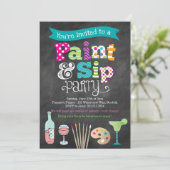 アートパーティー絵画チャルクボードスタイル招待状 招待状 (スタンド正面)