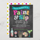 アートパーティー絵画チャルクボードスタイル招待状 招待状 (正面/裏面)