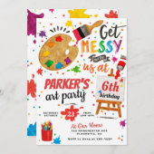 アートパーティー絵画誕生日 招待状 (正面/裏面)