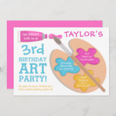 アートパーティー誕生日の絵画招待状 招待状 (正面/裏面)