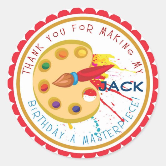 アートパーティー誕生日シール ラウンドシール (正面)