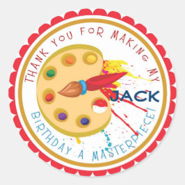 アートパーティー誕生日シール ラウンドシール