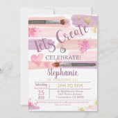 アートパーティー誕生日招待状ガー絵を描ルパーティー 招待状 (正面)