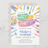 アートパーティー誕生日招待状、アー絵画トパーティー 招待状 (正面/裏面)