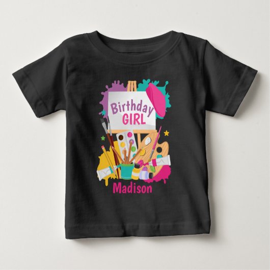 アートパーティー誕生日絵画シャツ誕生日 ベビーTシャツ (正面)