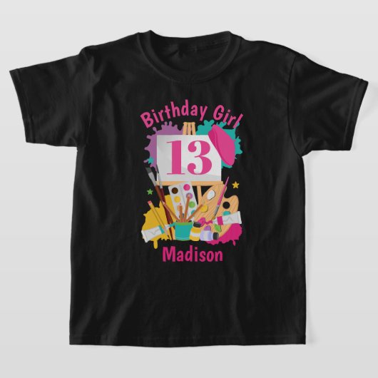 アートパーティー誕生日絵画シャツ誕生日 Tシャツ (レイダウン)