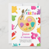 アートパーティー誕生日絵画招待状の工芸パーティー 招待状 (正面)