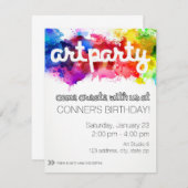 アートパーティー誕生日 招待状 (正面/裏面)