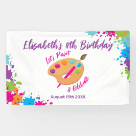 アートパーティー クラフトペインティング ガーリーな誕生日パーティー 横断幕