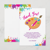 アートパーティー クラフト ペイント ガーリー バースデーパーティー サンキューカード (正面/裏面)