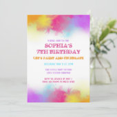 アートパーティー ペイントスプラッター レインボー キッズ インビテーション (スタンド正面)