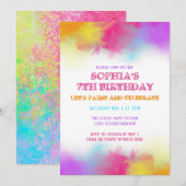 アートパーティー ペイントスプラッター レインボー キッズ インビテーション (正面/裏面)