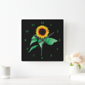 アートヒマワリ – お好みの色を選お気に入りの択/追加 スクエア壁時計 (ホーム)