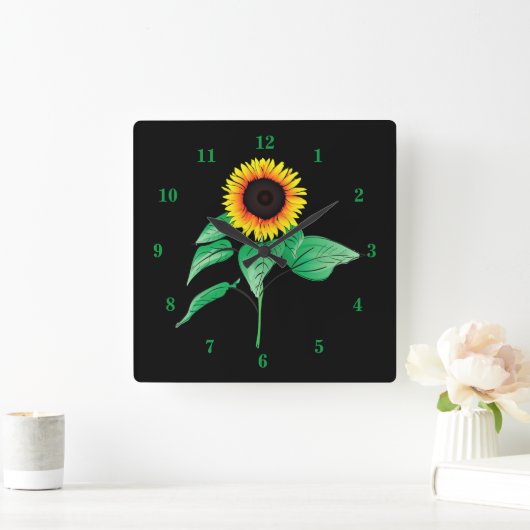アートヒマワリ – お好みの色を選お気に入りの択/追加 スクエア壁時計 (ホーム)