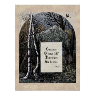 アートビクトリアン詩イェーツ「盗まれた子」光沢 ポスター