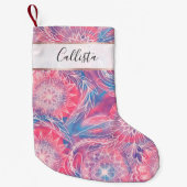 アートピッガーリークブルー絵を描フローライラスト スモールクリスマスストッキング (正面)