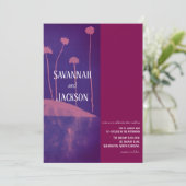 アートピンクフラワーユニーク結婚式招待状 招待状 (スタンド正面)