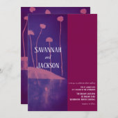 アートピンクフラワーユニーク結婚式招待状 招待状 (正面/裏面)