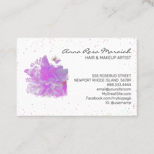 *~*アートピンク·ピーユニークニー絵画ズ·バタフライAR3 名刺 (裏面)