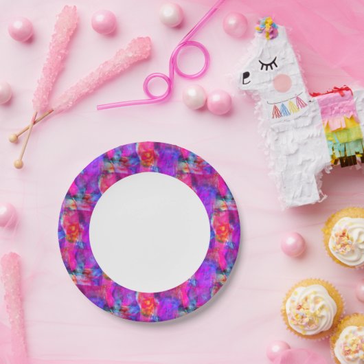 アートピンク、青、赤のテクスチャ背景 ペーパープレート (パーティー)