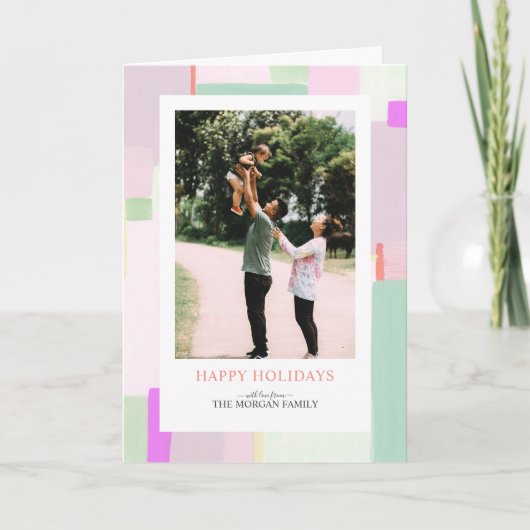 アートフルパステルクリスマスホリデーフォトカード シーズンカード (正面)