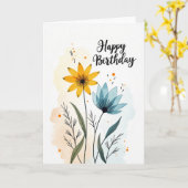 アートフルフラワーの誕生日カード カード (黄色い花)
