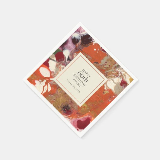 アートフル抽象芸術カラフルボホ60歳の誕生日パーティー スタンダードカクテルナプキン (角)