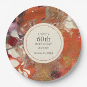 アートフル抽象芸術カラフルボホ60歳の誕生日パーティー ペーパープレート (正面)