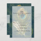 アートフル詳細ピーコックフェザーウェディングRSV 出欠カード (正面/裏面)