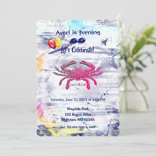 アートフル〔占星術の〕十二宮図がん（6月21日～7月22日）誕生日 招待状 (スタンド正面)