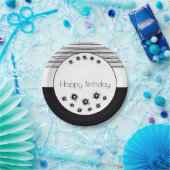 アートフローラとストライプ ペーパープレート (パーティー)