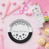 アートフローラとストライプ ペーパープレート (パーティー)