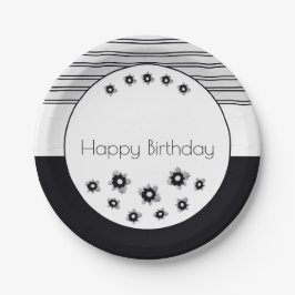 アートフローラとストライプ ペーパープレート