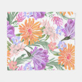 アートフローラのシームレスなパターン。アサガオ，イポメア フリースブランケット (正面(横))