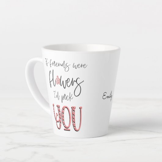 アートフローラタイポグラフィフレンドシップ引用文名 カフェラテマグ (左アングル)